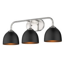 Golden 6956-BA3 PW-BLK - Yep by Golden Lighting Zoey 3-light Vanity in Pewter and Matte Black shade